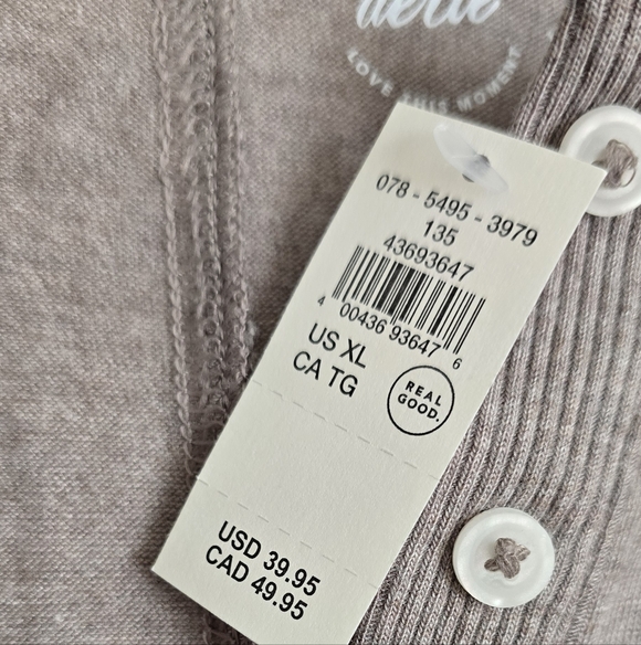 Aerie Taupe Button-Up Sweatshirt - Picture 3 of 5